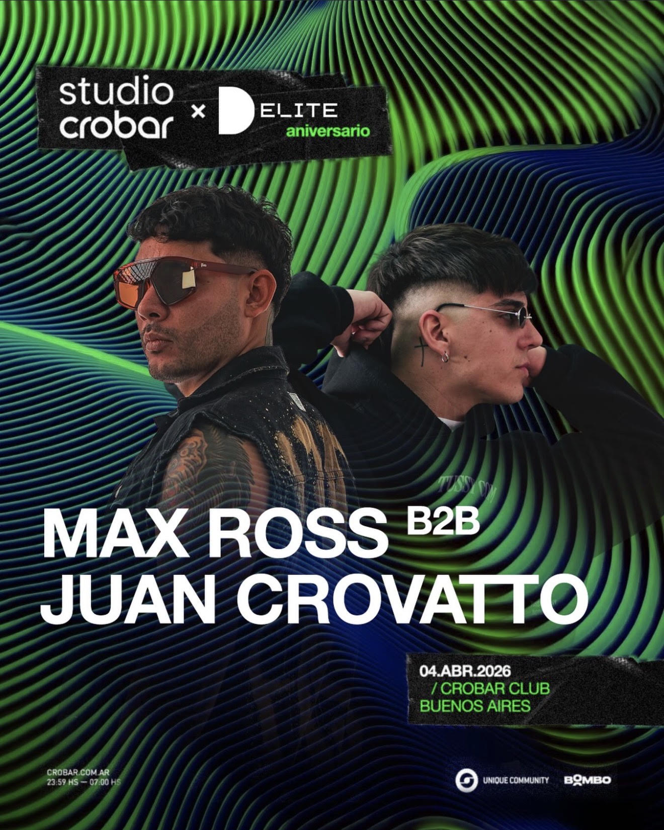 Flyer Studio Crobar x Elite Aniversario — Max Ross B2B Juan Crovatto, 04.ABR.2026 en Crobar Club Buenos Aires